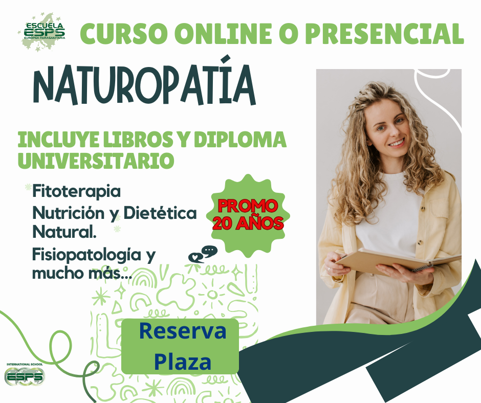 curso de Naturopatía en Vigo impartido por la Escuela Europea Parasanitaria ESPS, un referente en formación profesional del sector de las terapias naturales con más de 20 años de experiencia y reputación internacional.