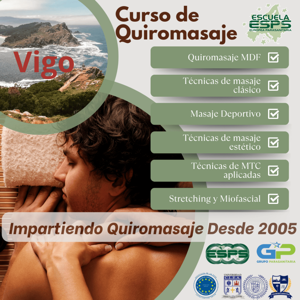 Curso de Quiromasaje en Vigo, academia de masaje en Vigo, escuela de masaje en Vigo